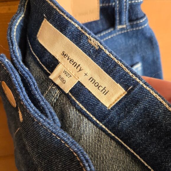 Anthropologie Seventy + Mochi Elodie Jean Patched 27 Boho Mid Rise Crop Wide Leg - Picture 6 of 6